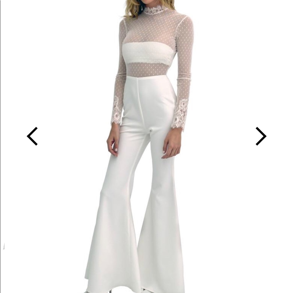 Second Skin Overalls Ivory Lace Jumpsuit